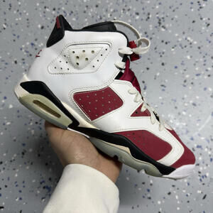 Nike Air Jordan Retro 6 2021 OG Carmine Red White 384665-106 GS Size 6y